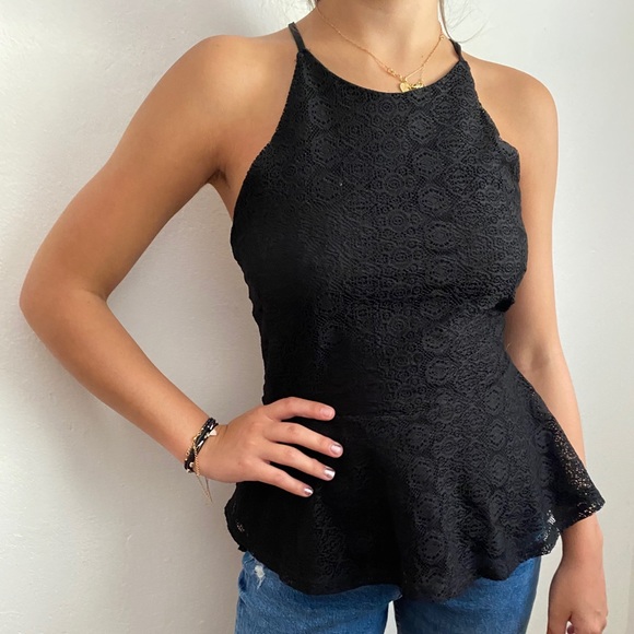 Lace Black Halter Top - Picture 2 of 8